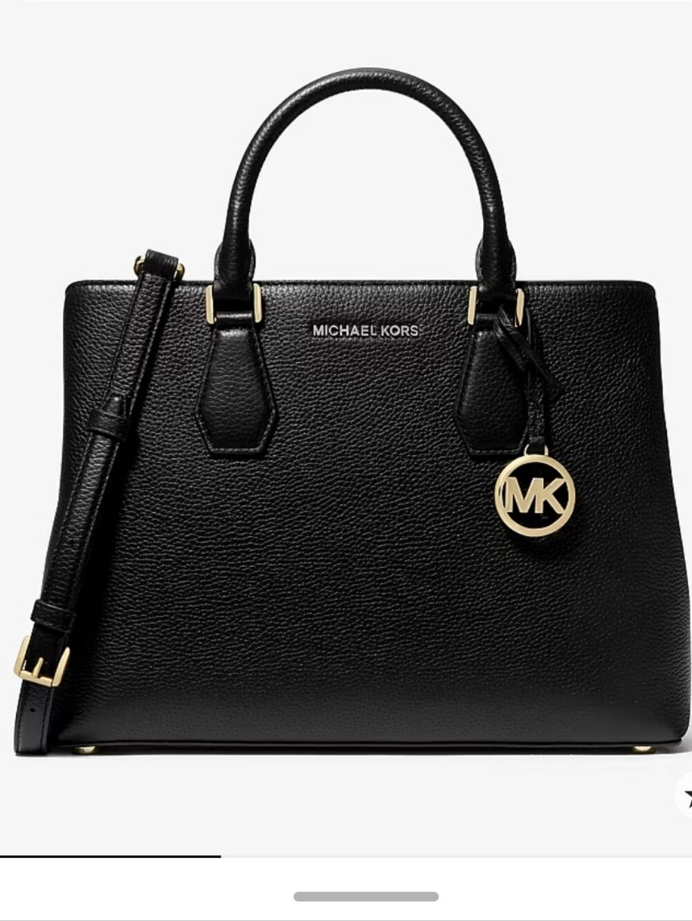 Michael Kors Black Camille Pebbled  Leather Satchel